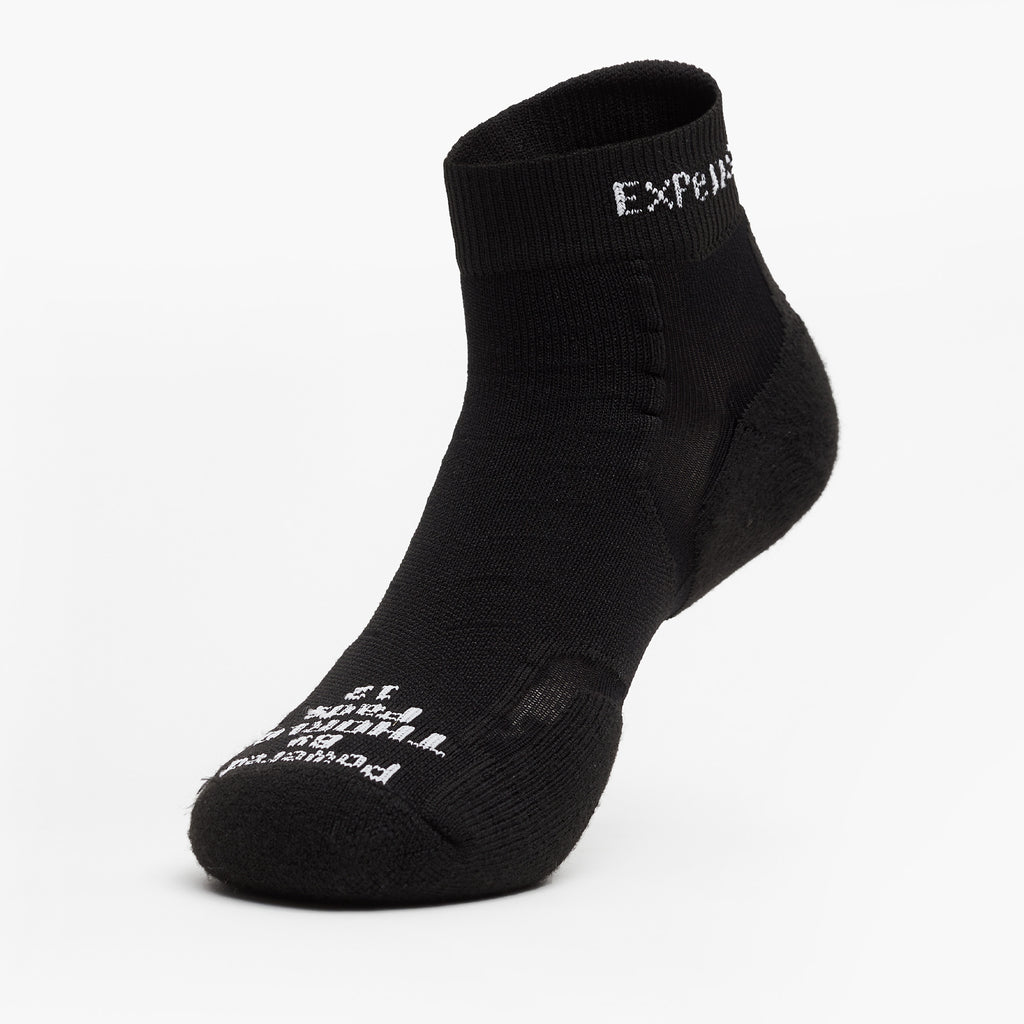 Thorlo Experia TECHFIT Light Cushion Ankle Socks | #color_black on black