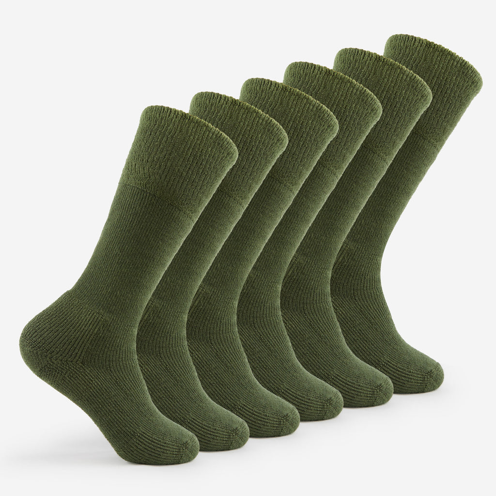 Thorlo Maximum Cushion Over-Calf Military Socks (6 Pairs) | #color_Olive