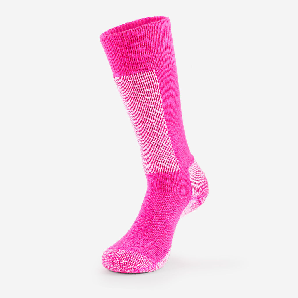 Thorlo Light Cushion Over-Calf Warm Snowboard Socks | #color_schuss pink/white