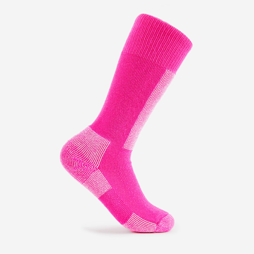 Thorlo Light Cushion Over-Calf Warm Snowboard Socks | #color_schuss pink/white