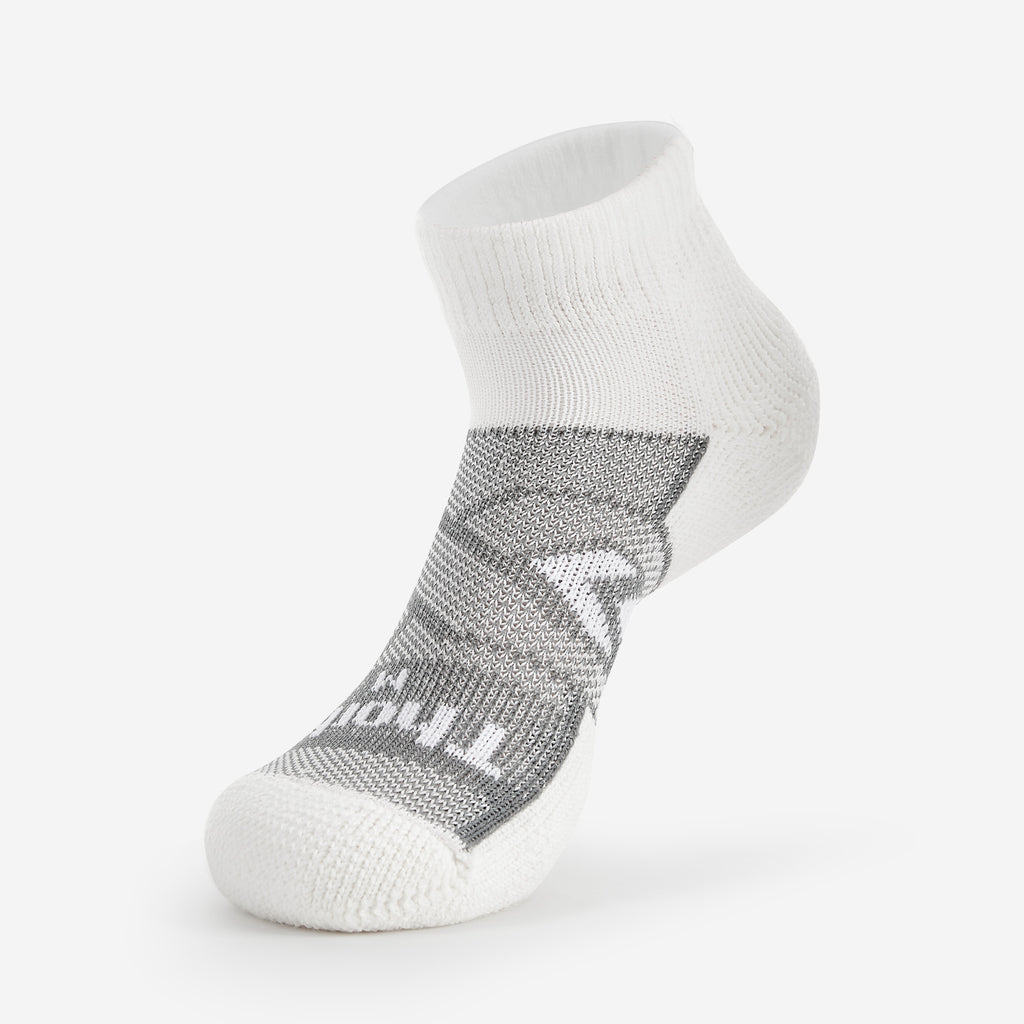 Thorlo 12-Hour Shift Maximum Cushion Ankle Work Socks | #color_white/grey accent