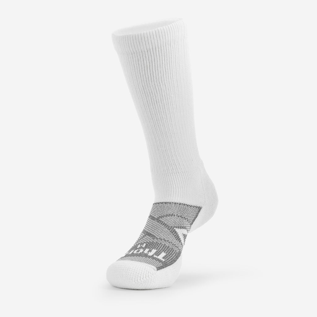 Thorlo 12-Hour Shift Maximum Cushion Over-Calf Work Socks | #color_white/grey accent