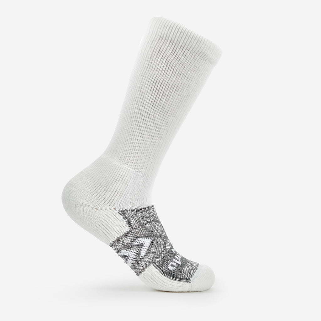 Thorlo 12-Hour Shift Maximum Cushion Over-Calf Work Socks | #color_white/grey accent