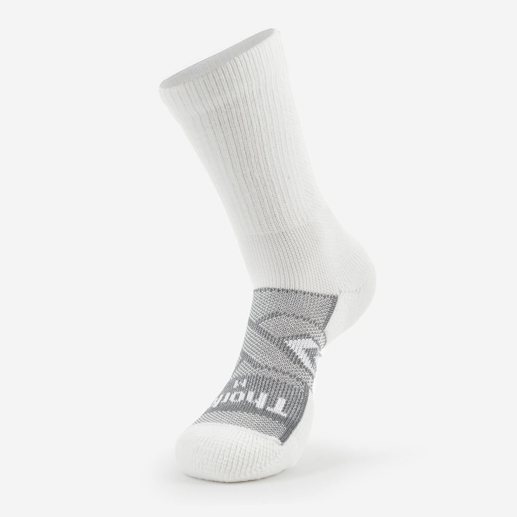 Thorlo 12-Hour Shift Maximum Cushion Crew Work Socks | #color_white/grey accent