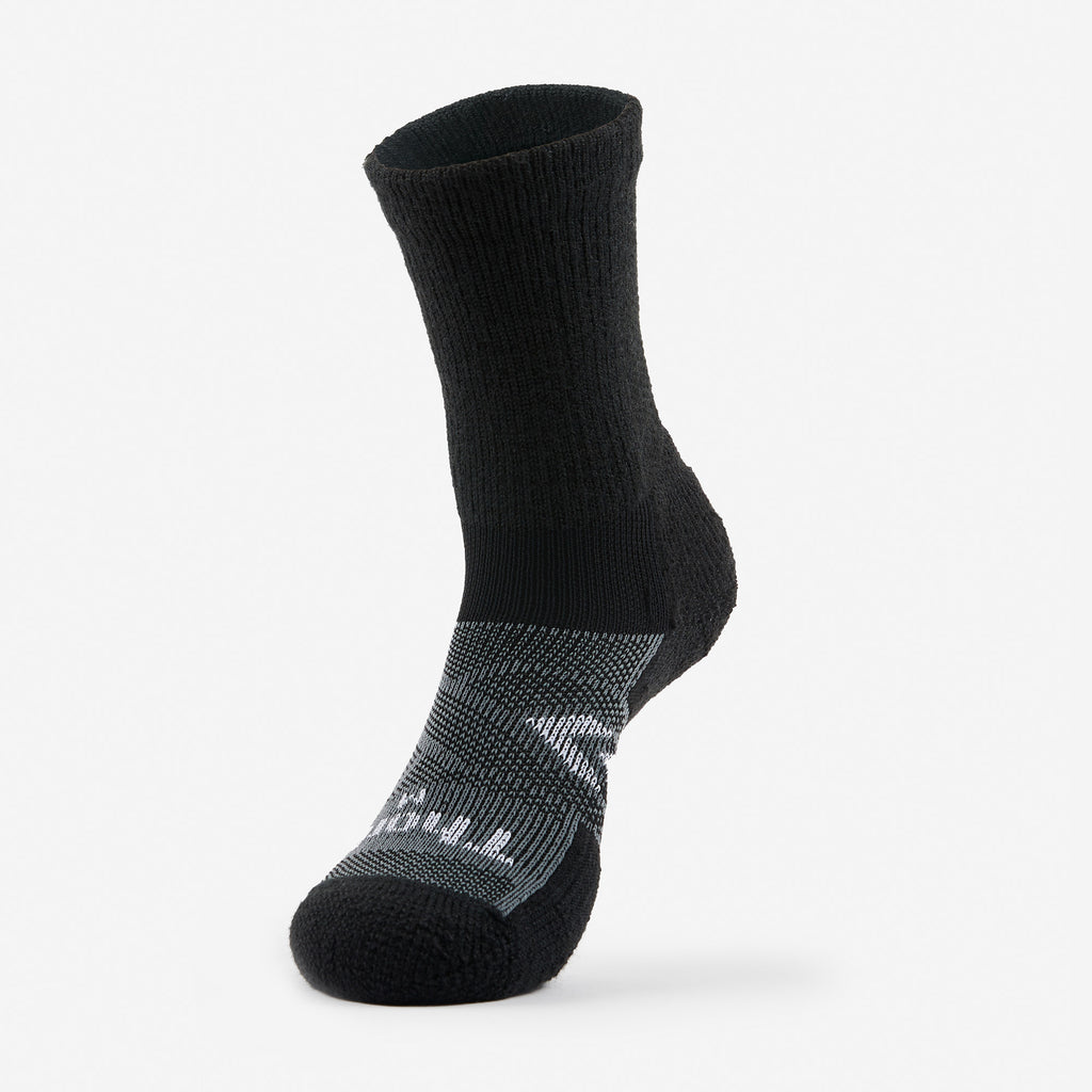 Thorlo 12-Hour Shift Maximum Cushion Crew Work Socks | #color_black/grey