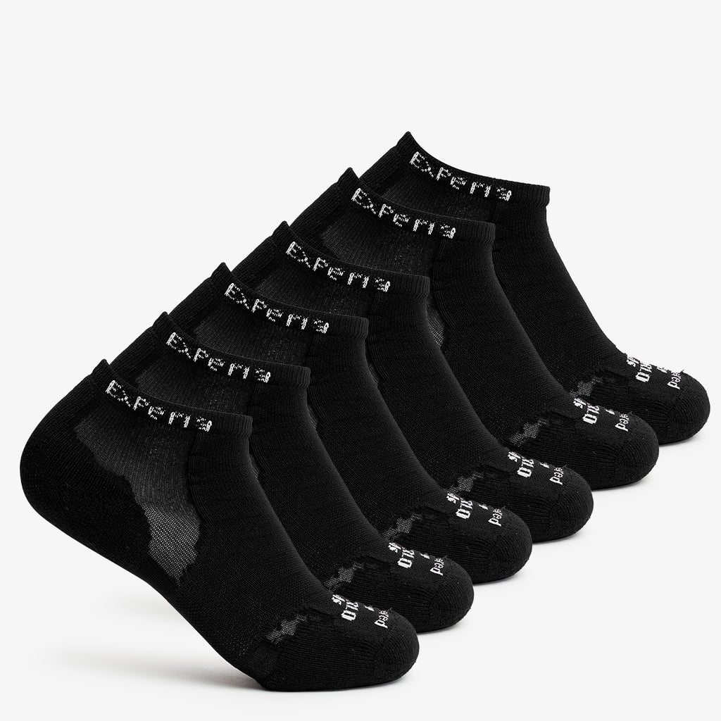 Thorlo Experia TECHFIT Light Cushion Low-Cut Fitness Socks (6 Pairs) | #color_black on black