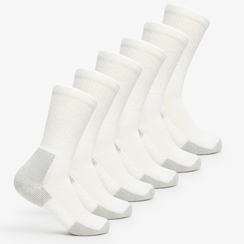 Thorlo Maximum Cushion Crew Running Socks (6 Pairs) | #color_white/platinum