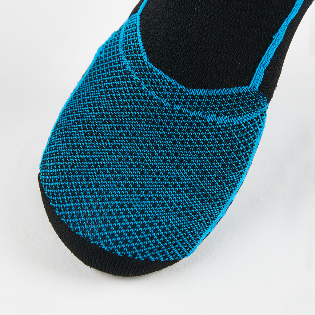 Thorlo Experia PROLITE Ultra-Light Cushion No-Show Tab Rocket Grip Socks | #color_Blue Aster/Black