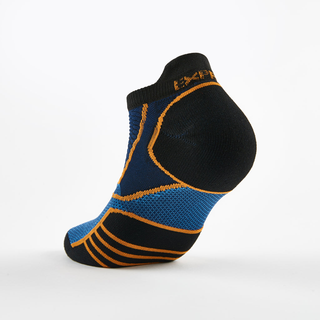 Thorlo Experia PROLITE Ultra-Light Cushion No-Show Tab Rocket Grip Socks | #color_Blue/Orange